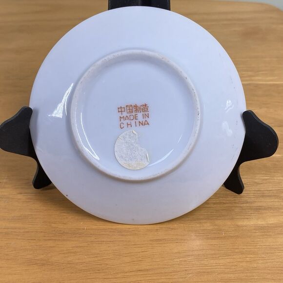 Vintage Demitasse Expresso Porcelain Tea Cup & Saucer Red Rose Pattern Gold Trim - Picture 5 of 14